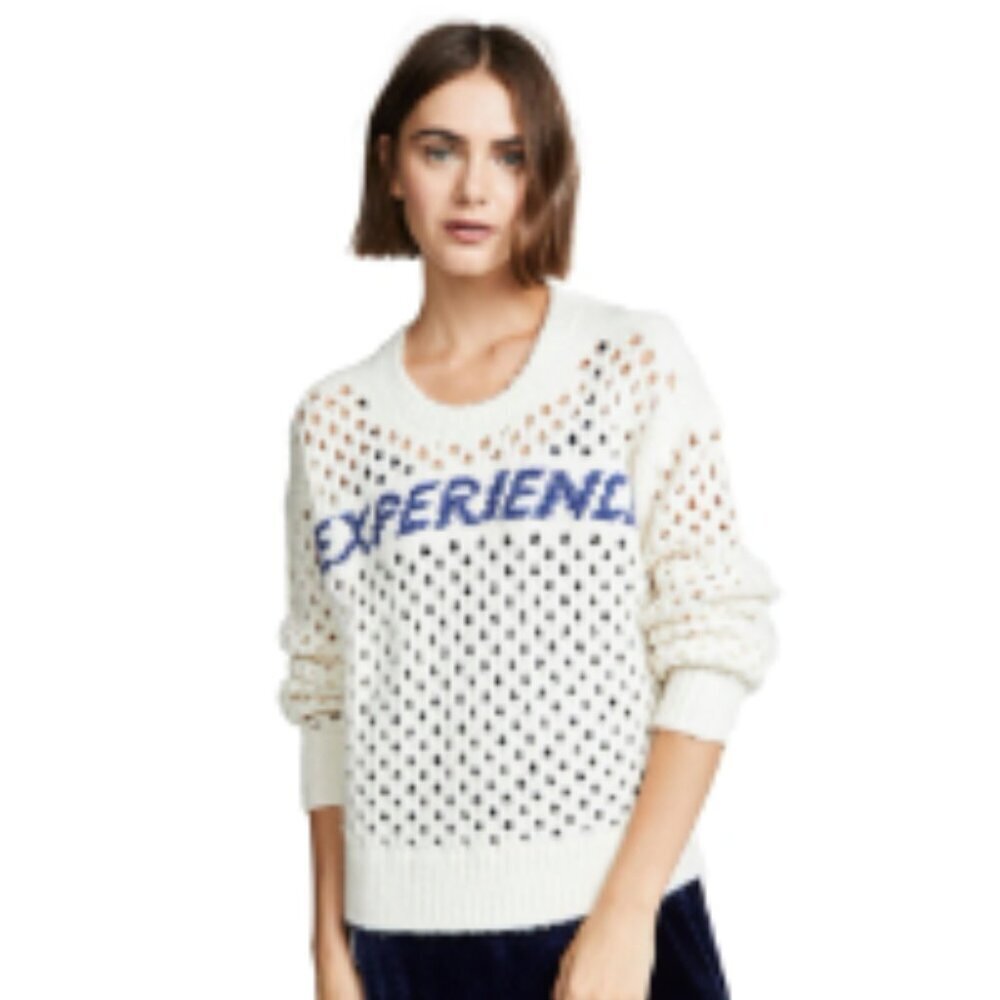 IRO Cream and Blue Crew Neck Sweater